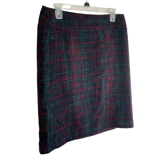 Talbots Pencil Skirt Size 10 Plaid multicolor High Rise Nubby Tweed Wool Blend - Picture 2 of 11